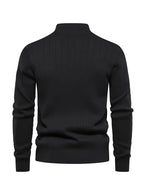 Men's Stand Collar Zipper Knit Pullover Sweater for Fall Comfort