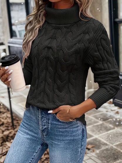 Ladies' High-Neck Sweater in Soft Stretch Fabric for Comfortable Wear