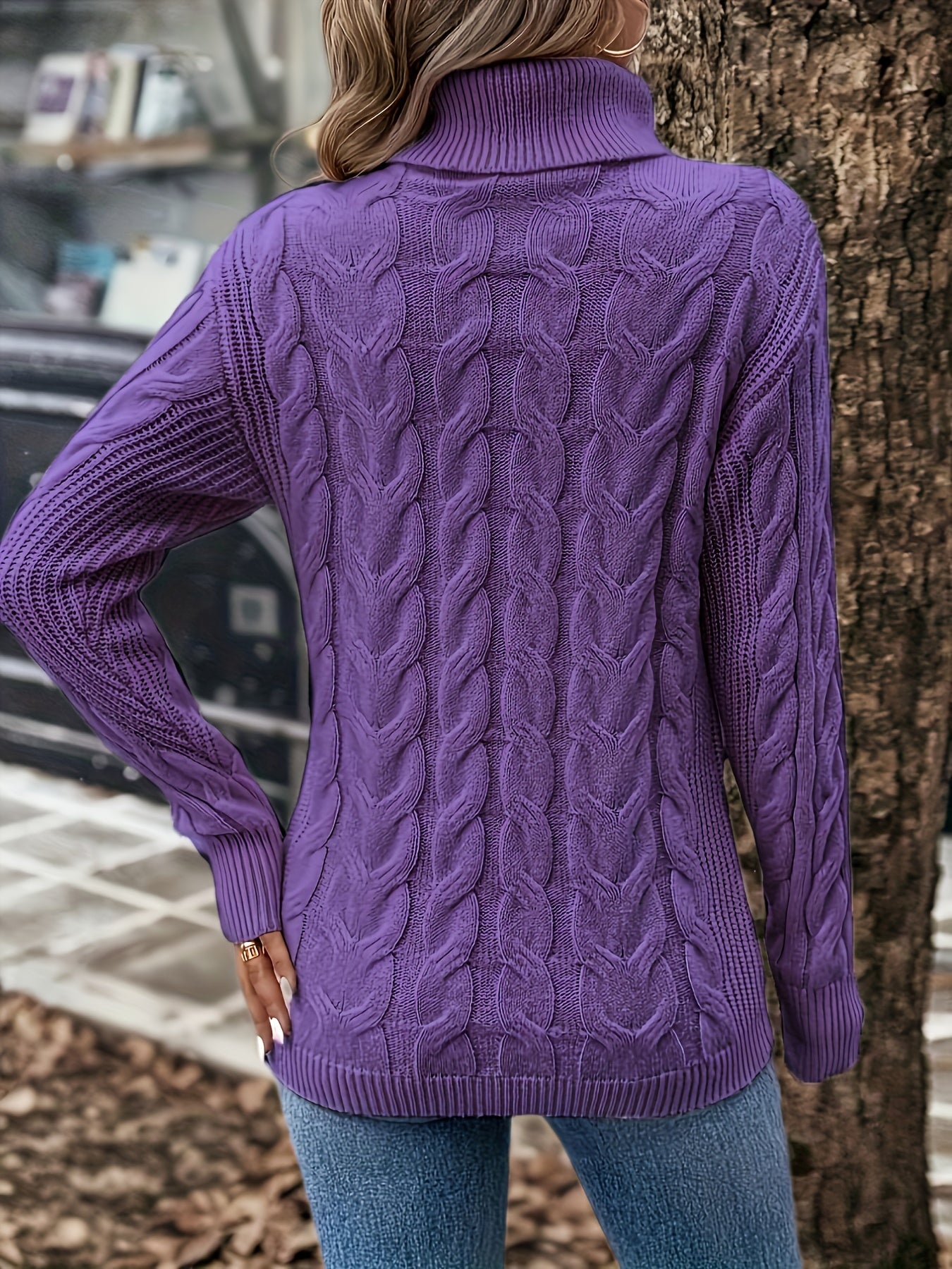 Ladies' High-Neck Sweater in Soft Stretch Fabric for Comfortable Wear
