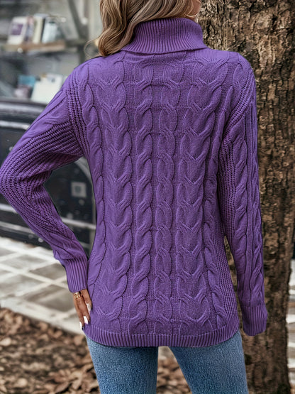 Ladies' High-Neck Sweater in Soft Stretch Fabric for Comfortable Wear