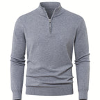 Men's Knit Zip-Front Sweater - Warm Thick Pullover for Cold Weather