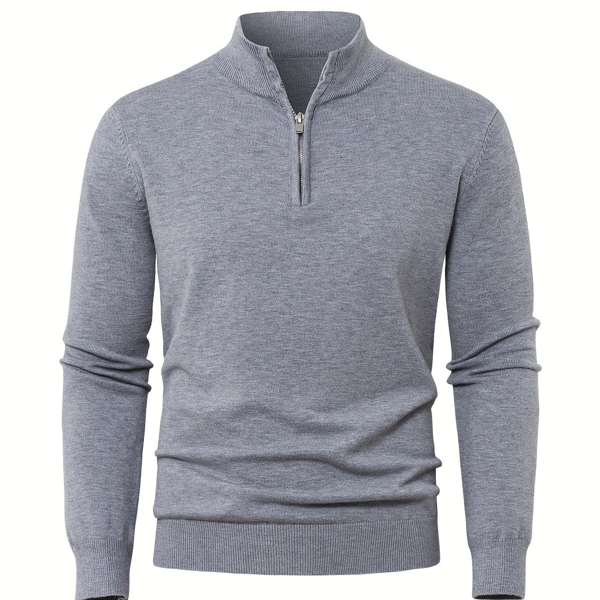 Men's Knit Zip-Front Sweater - Warm Thick Pullover for Cold Weather