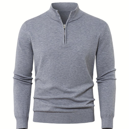 Men's Knit Zip-Front Sweater - Warm Thick Pullover for Cold Weather