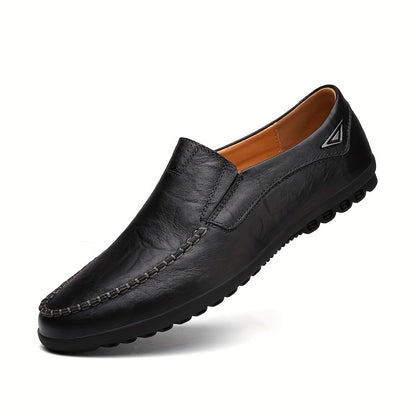 Men's Slip-On Casual Shoes - Genuine Leather, Soft Rubber Sole, Breathable
