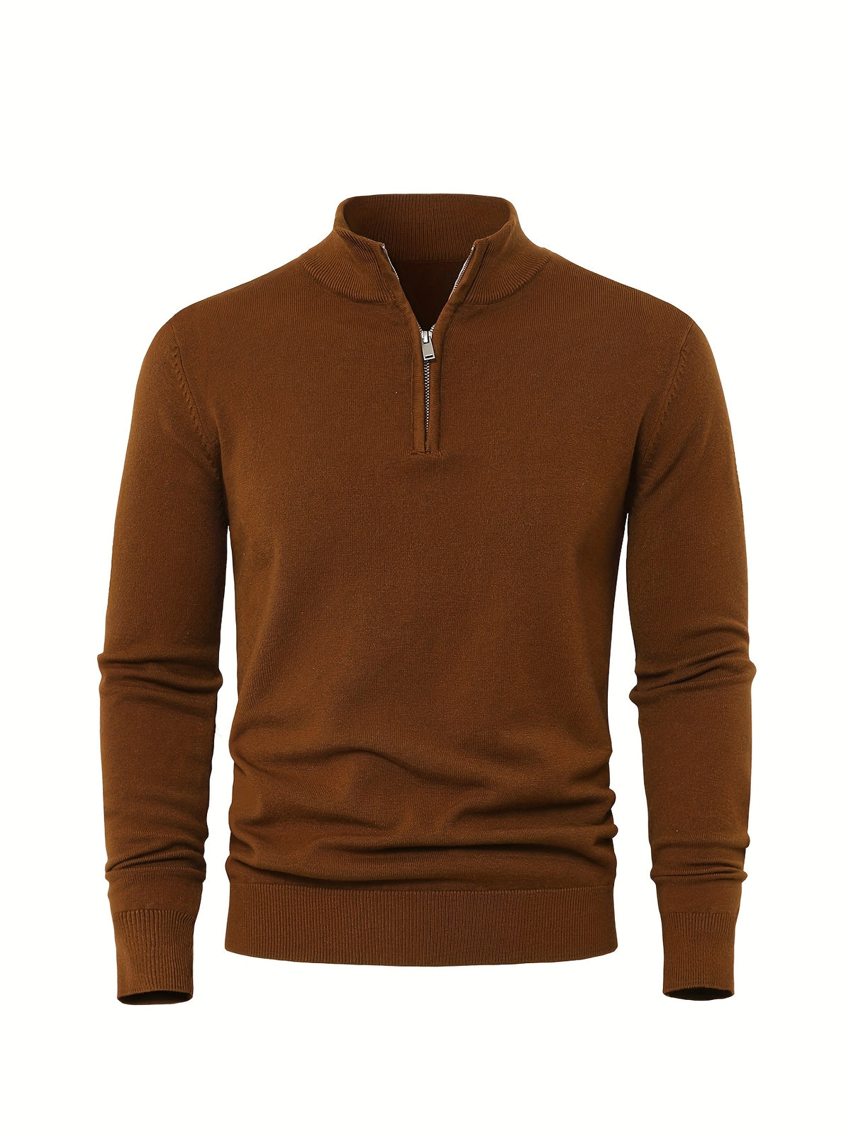 Men's Knit Zip-Front Sweater - Warm Thick Pullover for Cold Weather