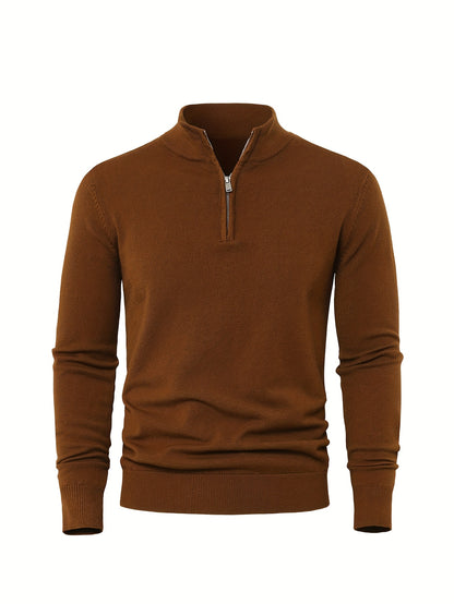 Men's Knit Zip-Front Sweater - Warm Thick Pullover for Cold Weather
