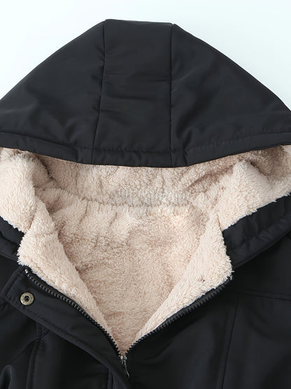 Women's Winter Hooded Parka Jacket - Heavy-Duty Cold Weather Coat