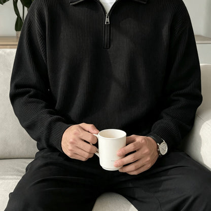 Men's Half-Zip Knit Sweater, Comfortable Casual Pullover for Autumn Wear