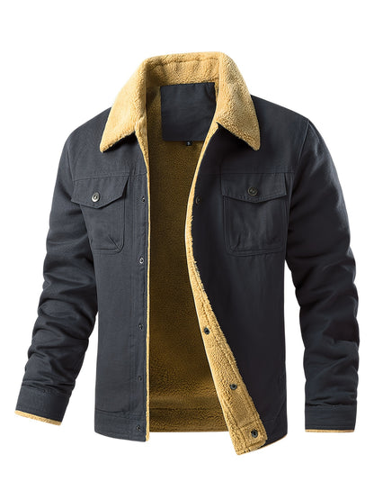 Men's Fleece-Lined Workwear Jacket for Warmth in Fall/Winter
