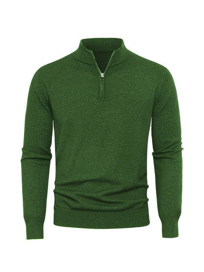 Men's Knit Zip-Front Sweater - Warm Thick Pullover for Cold Weather