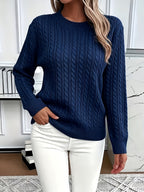 Women's Casual Loose-Fit Round Neck Long Sleeve Pullover Sweater