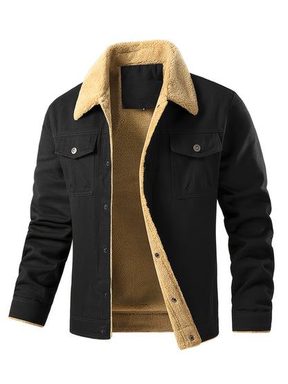 Men's Fleece-Lined Workwear Jacket for Warmth in Fall/Winter