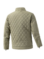 Men's Casual Diamond Pattern Stand-Up Collar Jacket in Polyester