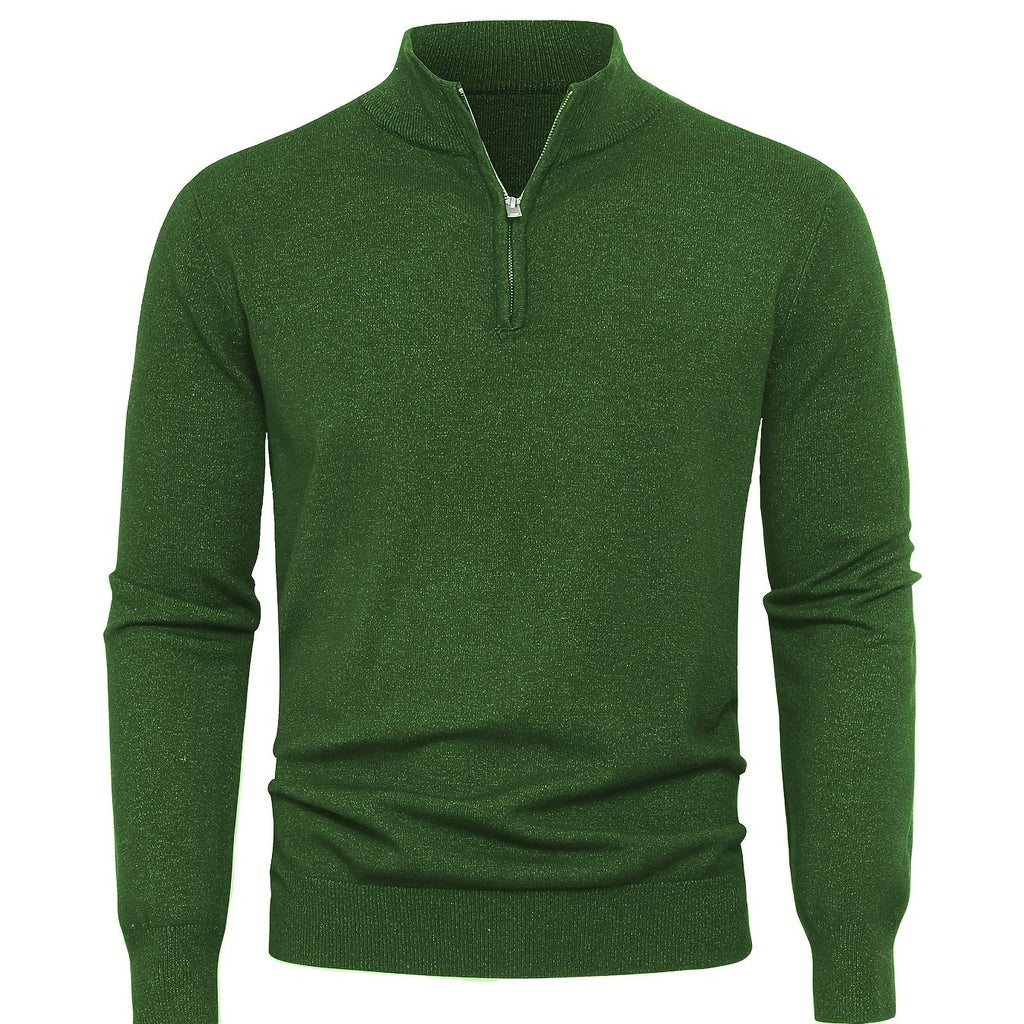 Men's Knit Zip-Front Sweater - Warm Thick Pullover for Cold Weather