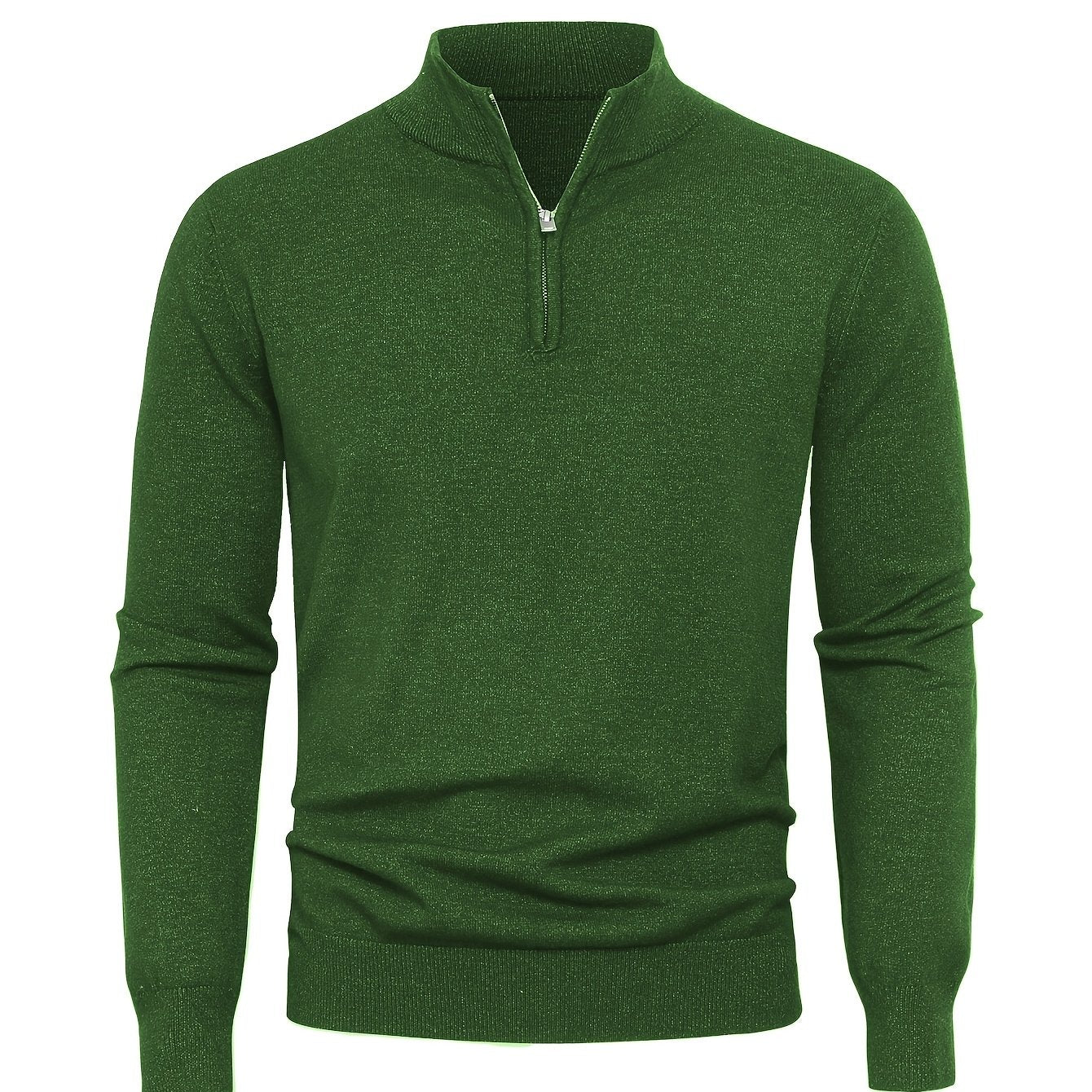 Men's Knit Zip-Front Sweater - Warm Thick Pullover for Cold Weather