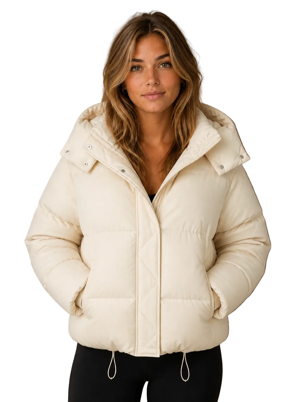 Women's Oversized Hooded Puffer Jacket – Short Padded Winter Coat