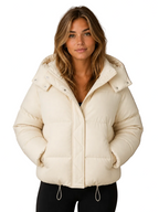 Women's Oversized Hooded Puffer Jacket – Short Padded Winter Coat