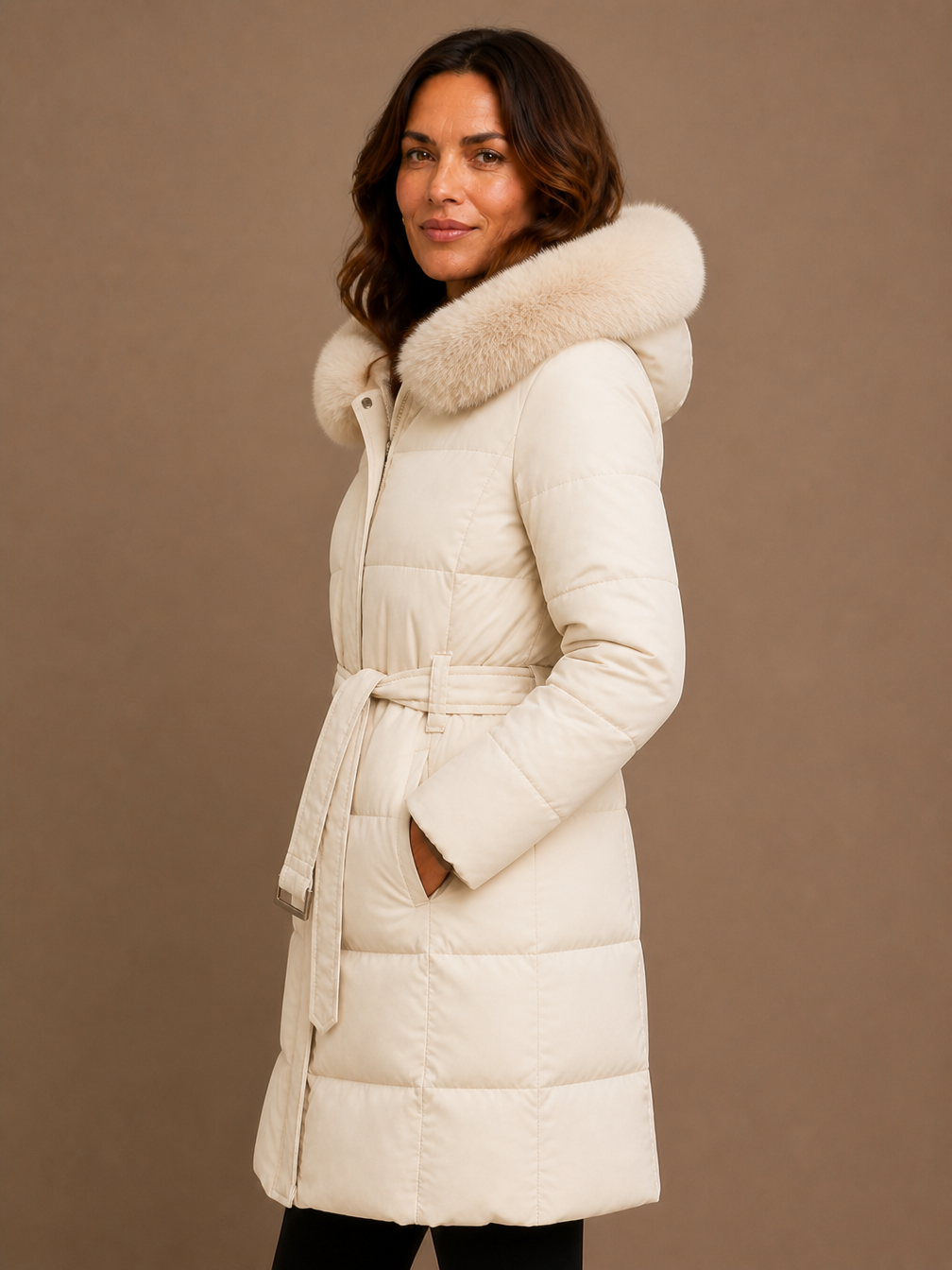 Women's Designer Winter Parka with Fur-Trimmed Hood - Loose Fit and Water-Repellent Coat