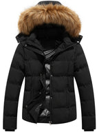 Women's Hooded Warm Winter Puffer Coat with Removable Hood