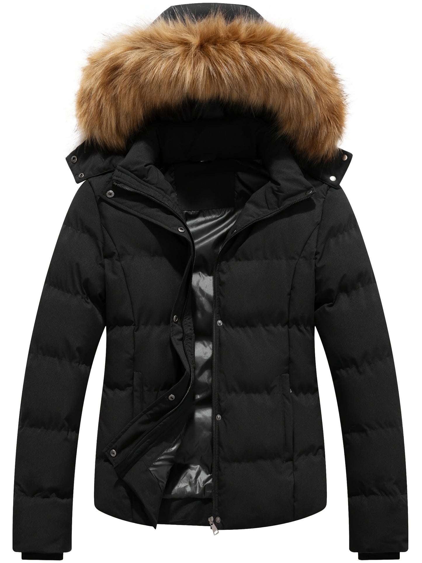 Women's Hooded Warm Winter Puffer Coat with Removable Hood