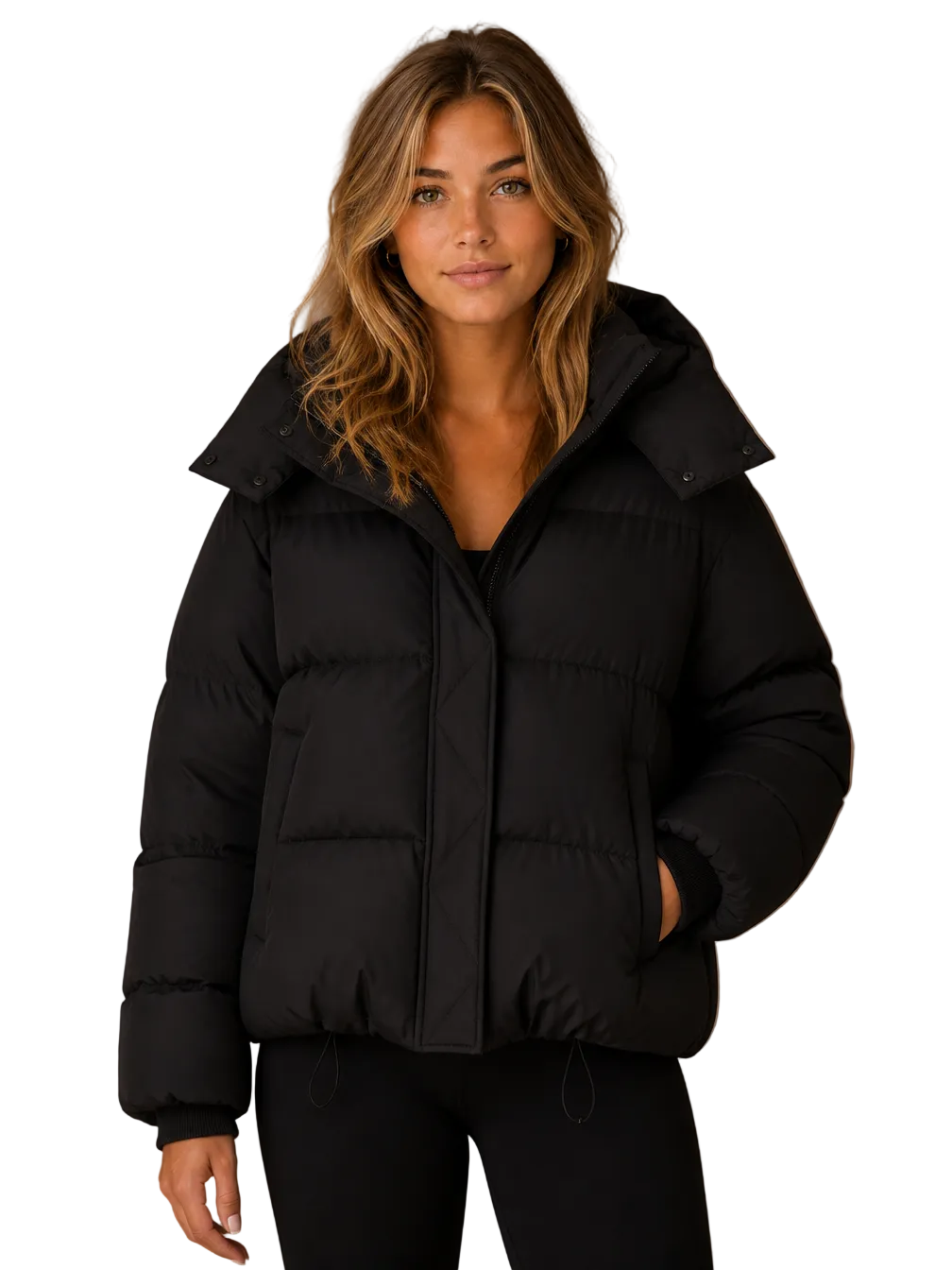 Women's Oversized Hooded Puffer Jacket – Short Padded Winter Coat