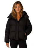 Women's Oversized Hooded Puffer Jacket – Short Padded Winter Coat