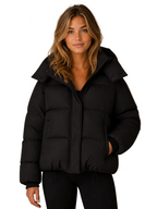 Women's Oversized Hooded Puffer Jacket – Short Padded Winter Coat