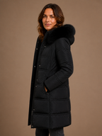 Women's Designer Winter Parka with Fur-Trimmed Hood - Loose Fit and Water-Repellent Coat