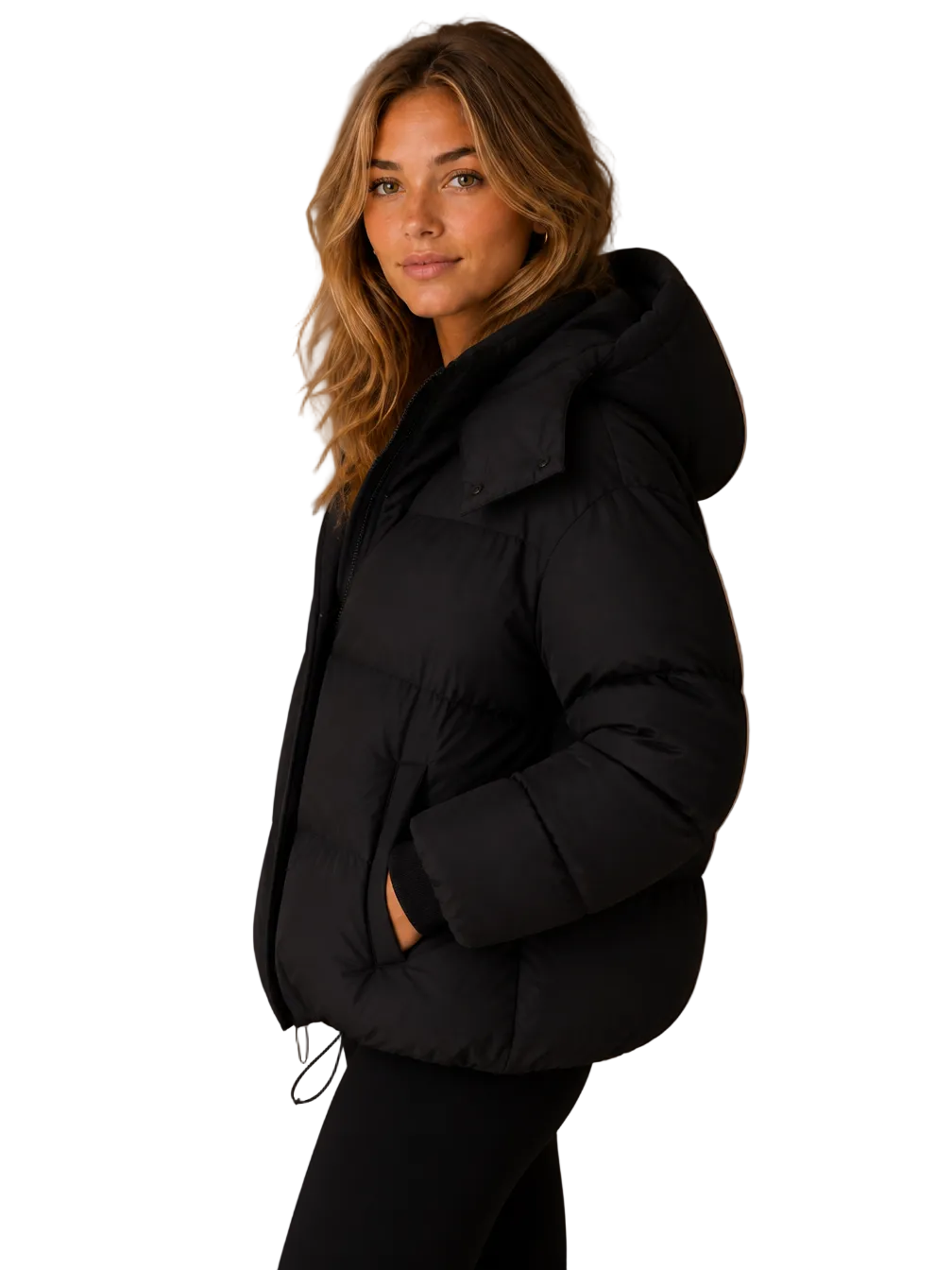 Women's Oversized Hooded Puffer Jacket – Short Padded Winter Coat