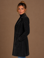 Women's Vintage Suede Longline Coat - Long Button Up Trench Jacket