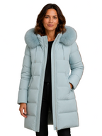 Women's Designer Winter Parka with Fur-Trimmed Hood - Loose Fit and Water-Repellent Coat