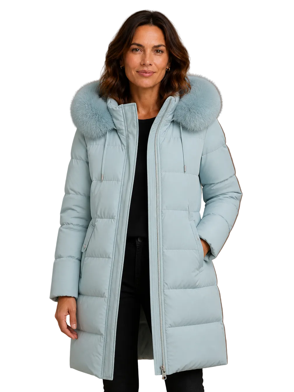 Women's Designer Winter Parka with Fur-Trimmed Hood - Loose Fit and Water-Repellent Coat