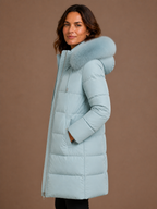 Women's Designer Winter Parka with Fur-Trimmed Hood - Loose Fit and Water-Repellent Coat