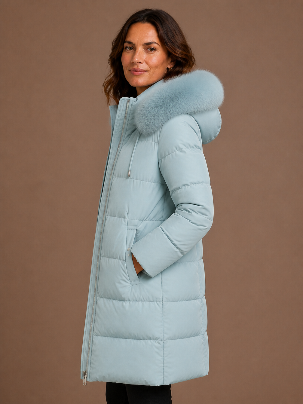 Women's Designer Winter Parka with Fur-Trimmed Hood - Loose Fit and Water-Repellent Coat