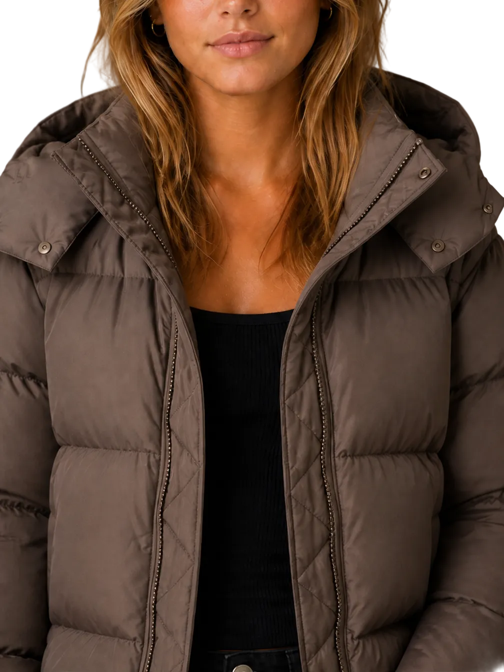Women's Oversized Hooded Puffer Jacket – Short Padded Winter Coat