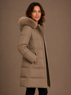 Women's Designer Winter Parka with Fur-Trimmed Hood - Loose Fit and Water-Repellent Coat