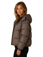 Women's Oversized Hooded Puffer Jacket – Short Padded Winter Coat