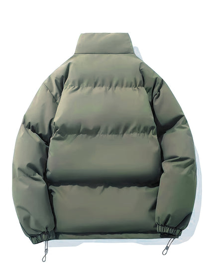 Autumn/Winter Men's Regular Fit Thickened Casual Solid Color Padded Coat, Men's Winter Warm Outerwear