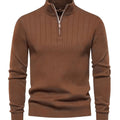 Men's Stand Collar Zipper Knit Pullover Sweater for Fall Comfort