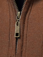 Men's Stand Collar Zipper Knit Pullover Sweater for Fall Comfort