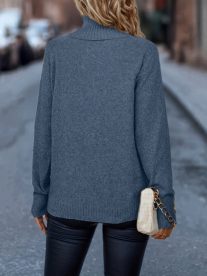 Elegant High Neck Warm Pullover Sweater for Women