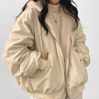 Hooded Puffer Jacket for Women with Zip Front and Deep Pockets
