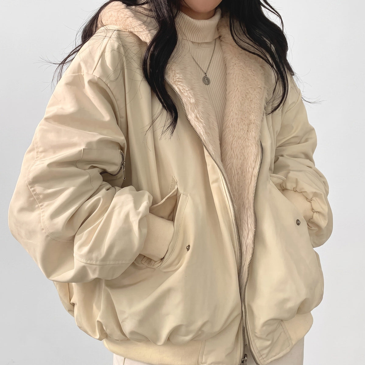 Hooded Puffer Jacket for Women with Zip Front and Deep Pockets