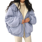 Hooded Puffer Jacket for Women with Zip Front and Deep Pockets