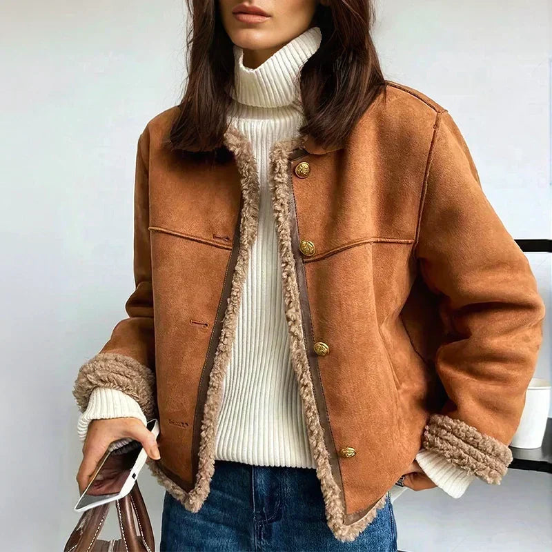 Women's Faux Shearling Suede Jacket
