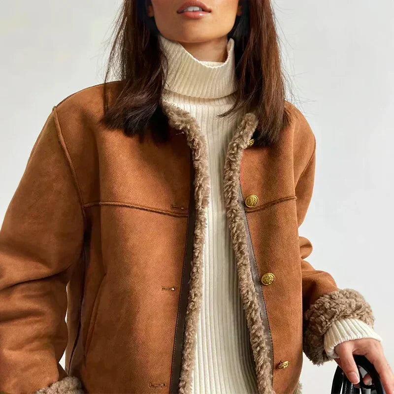 Women's Faux Shearling Suede Jacket