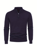Men's Knit Zip-Front Sweater - Warm Thick Pullover for Cold Weather