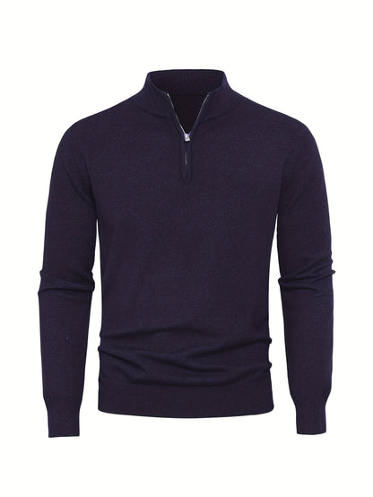 Men's Knit Zip-Front Sweater - Warm Thick Pullover for Cold Weather