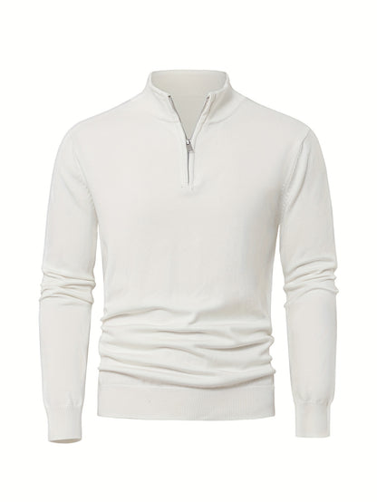 Men's Knit Zip-Front Sweater - Warm Thick Pullover for Cold Weather