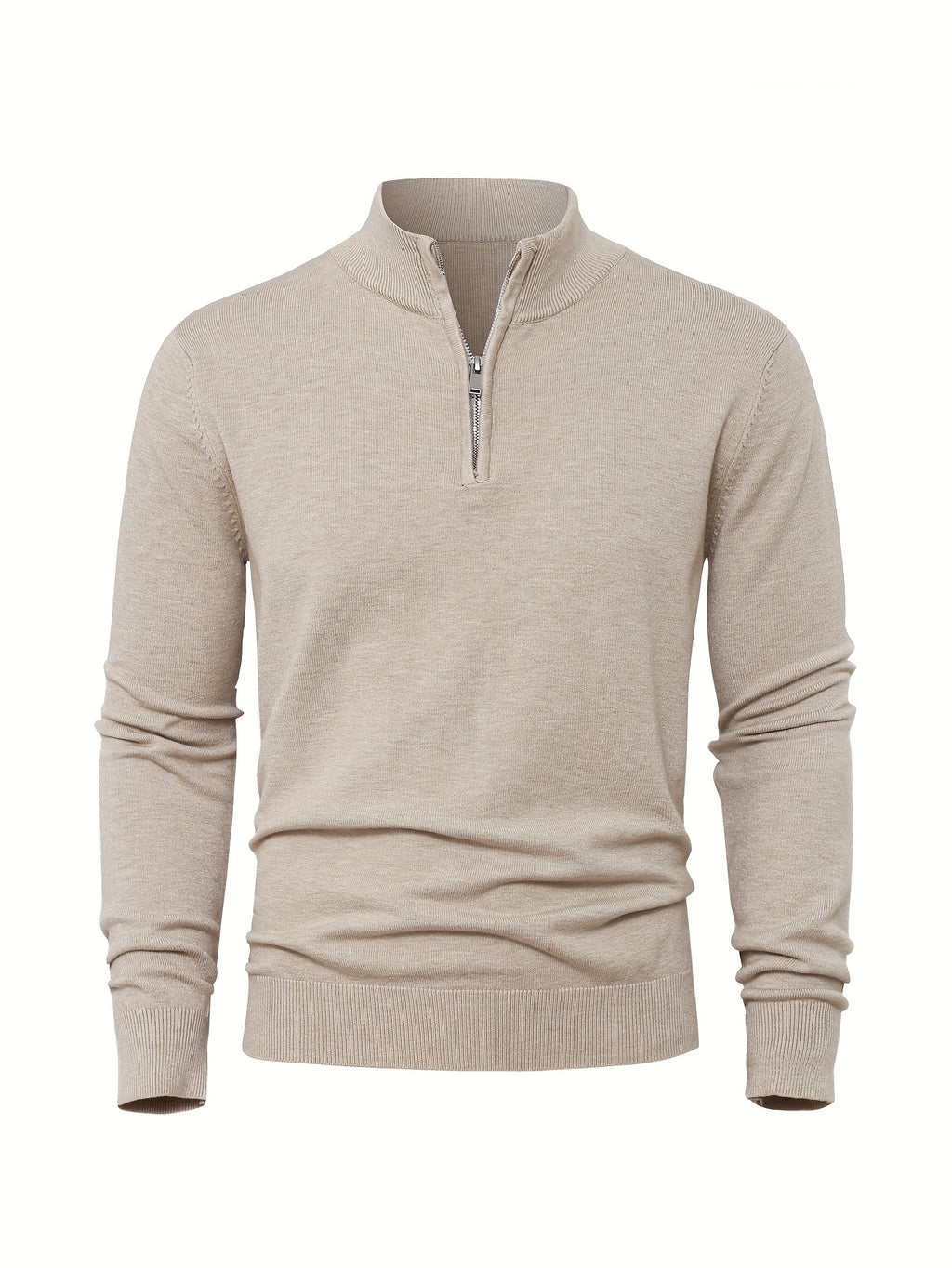 Men's Knit Zip-Front Sweater - Warm Thick Pullover for Cold Weather